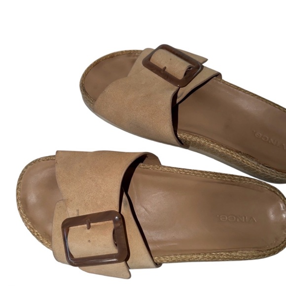 VINCE Grant Slide Suede Espadrille Sz 9 Sandal in Cappuccino Summer Vacation - Picture 11 of 14